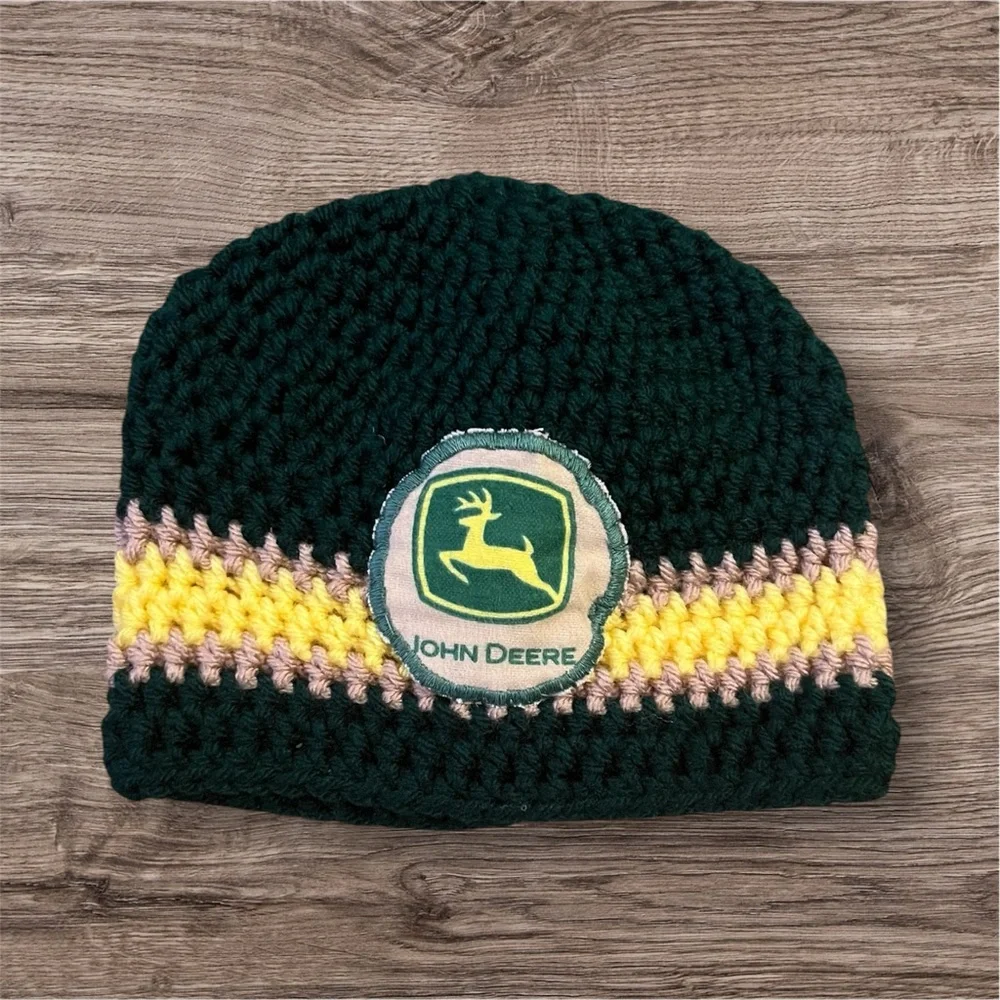 Crocheted‎ John Deere Green Yellow Winter Toddler Hat